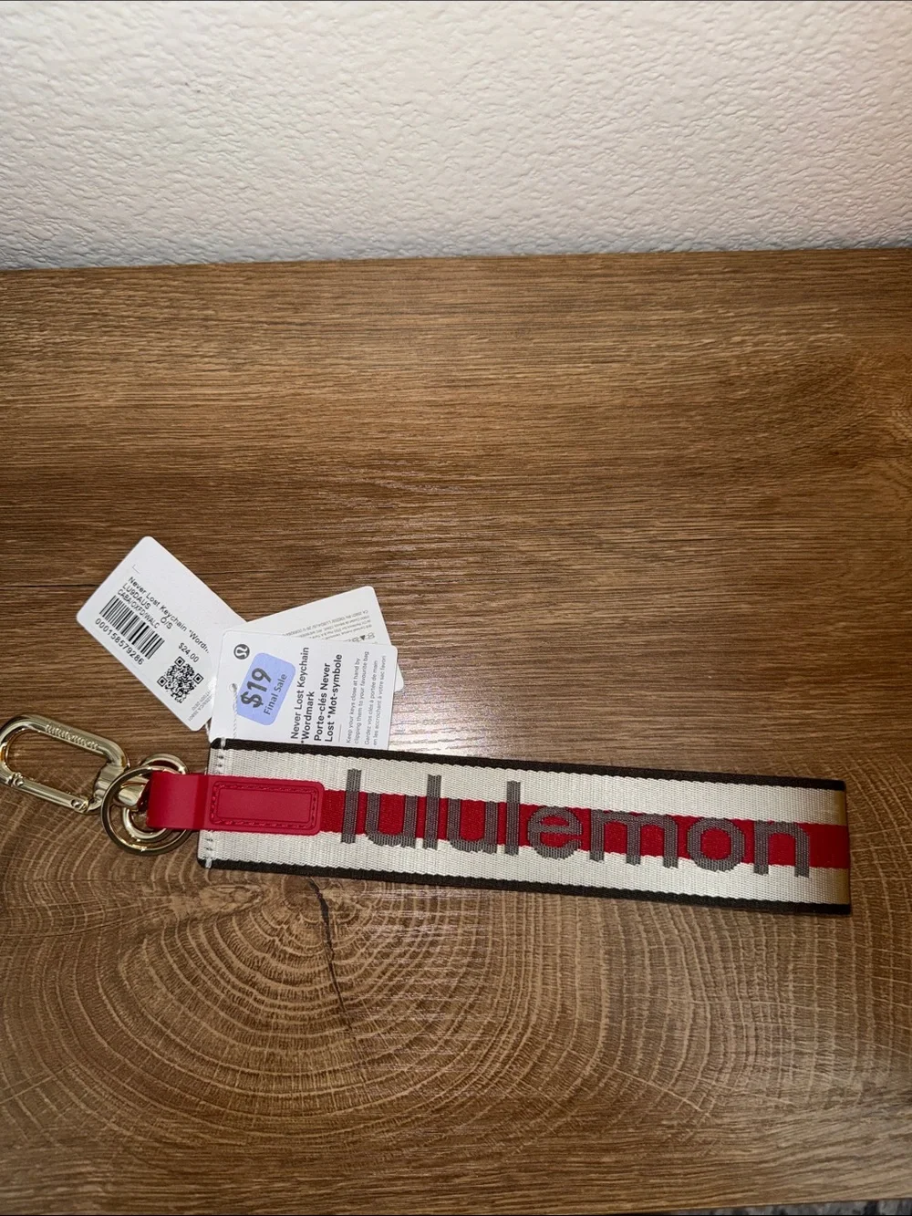 lululemon athletica Red and Cream Logo Key Fob Strap